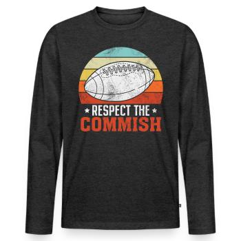 Respect The Commish Retro Fantasy Football Draft - Men's Premium Organic Long Sleeve Shirt - heather anthracite - Front - Nico (187cm)