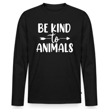 Soyez gentil avec les animaux Faune Refuge Refuge Animal - T-shirt manches longues Premium bio Homme - noir - Devant - Nico (187cm)