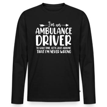 Funny Ambulance Driver First Responder EMS - Men's Premium Organic Long Sleeve Shirt - black - Front - Nico (187cm)