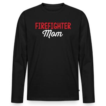 Maman pompière Ligne rouge Maman intervention d’urgence - T-shirt manches longues Premium bio Homme - noir - Devant - Nico (187cm)