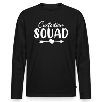 Équipe de gardiens Drôle École Nettoyage Concierge - T-shirt manches longues Premium bio Homme - noir - Devant - Nico (187cm)