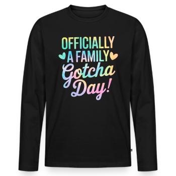 Officially A Family Gotcha Day Tie Dye Adoption - Men's Premium Organic Long Sleeve Shirt - black - Front - Nico (187cm)