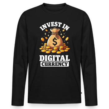 Invest In Digital Currency HODL Crypto Funny - Men's Premium Organic Long Sleeve Shirt - black - Front - Nico (187cm)