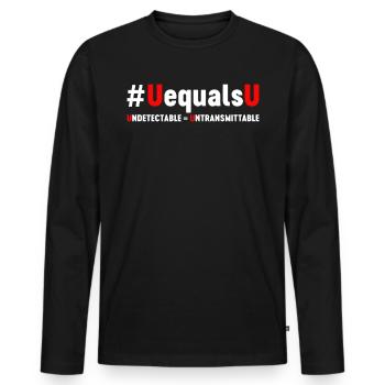 U est égal à U Ruban rouge indétectable - T-shirt manches longues Premium bio Homme - noir - Devant - Nico (187cm)