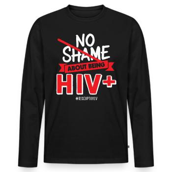 Pas de honte à être séropositif Ruban Rouge sida - T-shirt manches longues Premium bio Homme - noir - Devant - Nico (187cm)