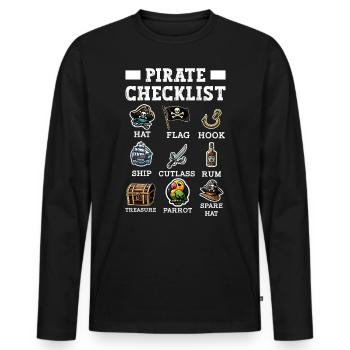 Liste de contrôle pirate Aargh Capitaine de navire franchi - T-shirt manches longues Premium bio Homme - noir - Devant - Nico (187cm)
