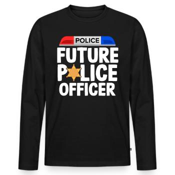Futur policier Police policière - T-shirt manches longues Premium bio Homme - noir - Devant - Nico (187cm)