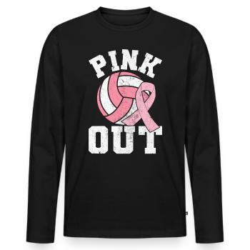 Pink Out Breast Cancer Volleyball Pink Ribbon - Men's Premium Organic Long Sleeve Shirt - black - Front - Nico (187cm)
