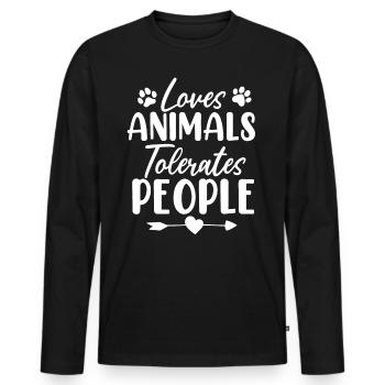 Liebt Tiere Toleriert Menschen Tierheim Tierheim - Männer Premium Bio Langarmshirt - Schwarz - Vorne - Nico (187cm)