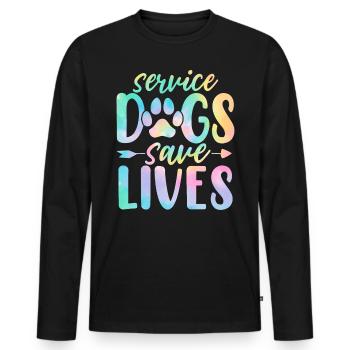 Les chiens d’assistance sauvent des vies Drôle de chien Tie Dye Animal - T-shirt manches longues Premium bio Homme - noir - Devant - Nico (187cm)