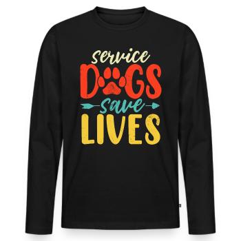 Les chiens d’assistance sauvent des vies Chien rétro Animal canin - T-shirt manches longues Premium bio Homme - noir - Devant - Nico (187cm)