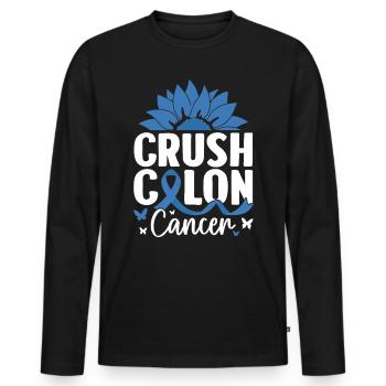Crush Colon Cancer Blue Ribbon Darm-Koloskopie - Männer Premium Bio Langarmshirt - Schwarz - Vorne - Nico (187cm)