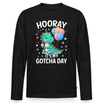 Hooray Its My Gotcha Day Foster Care Funny - Men's Premium Organic Long Sleeve Shirt - black - Front - Nico (187cm)