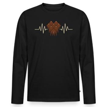 Chocolat Drôle Heartbeat Choco Sweet Tooth Cacao - T-shirt manches longues Premium bio Homme - noir - Devant - Nico (187cm)
