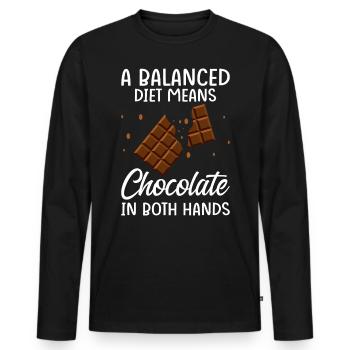 Drôle de chocolat diète Choco Candy Sweet Tooth - T-shirt manches longues Premium bio Homme - noir - Devant - Nico (187cm)
