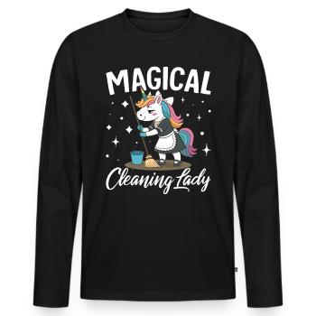 Putzfrau Hauswirtschaft Lustige Dienstmädchen Reinigungskraft - Männer Premium Bio Langarmshirt - Schwarz - Vorne - Nico (187cm)