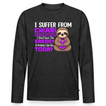 I Suffer From Chiari Malformation Neurological - Men's Premium Organic Long Sleeve Shirt - heather anthracite - Front - Nico (187cm)