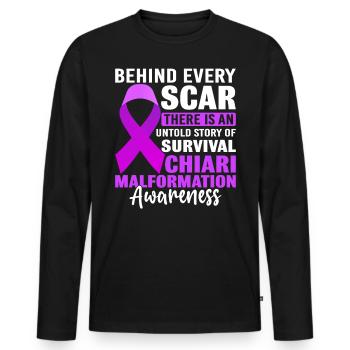 Hinter jeder Narbe lila Chiari-Fehlbildung - Männer Premium Bio Langarmshirt - Schwarz - Vorne - Nico (187cm)