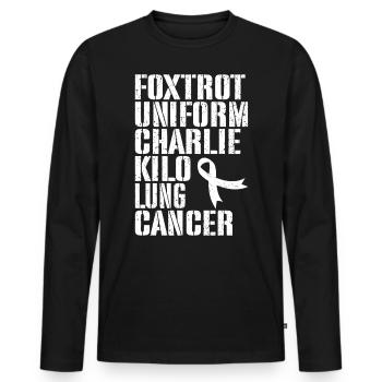 Drôle de cancer du poumon ruban blanc poumon poumon LUng - T-shirt manches longues Premium bio Homme - noir - Devant - Nico (187cm)