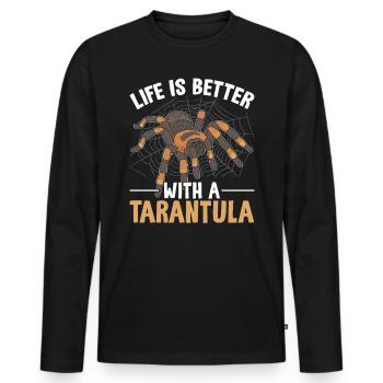Drôle Tarentule Multi Legged Arachnide Poilu - T-shirt manches longues Premium bio Homme - noir - Devant - Nico (187cm)