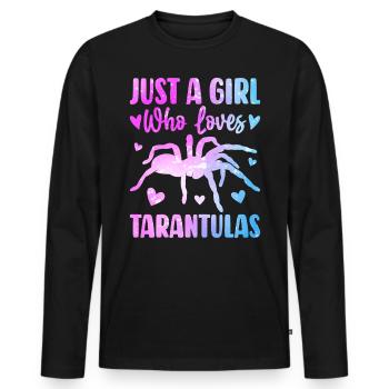Juste une fille qui aime les araignées arachnides tarentule - T-shirt manches longues Premium bio Homme - noir - Devant - Nico (187cm)