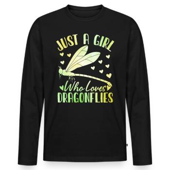 Funny Dragonfly Girls Entomologist Flying Insect - Men's Premium Organic Long Sleeve Shirt - black - Front - Nico (187cm)