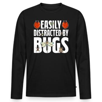 Easily Distracted By Bugs Entomology Funny Bugs - Men's Premium Organic Long Sleeve Shirt - black - Front - Nico (187cm)