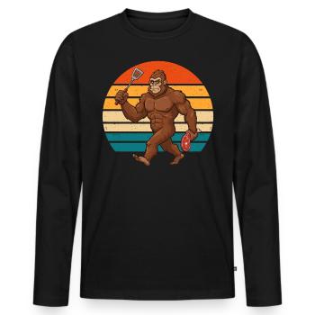 Lustiger Bigfoot Grinng Retro BBQ Barbecue Gilling - Männer Premium Bio Langarmshirt - Schwarz - Vorne - Nico (187cm)