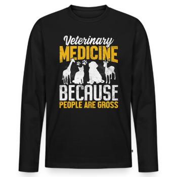 La médecine vétérinaire parce que les gens sont dégoûtants - T-shirt manches longues Premium bio Homme - noir - Devant - Nico (187cm)