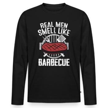 Echte Männer riechen nach BBQ Lustiges Fleisch Räuchern - Männer Premium Bio Langarmshirt - Schwarz - Vorne - Nico (187cm)