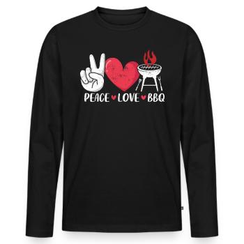 Peace Love BBQ Pitmaster Smoker Lustiges BBQ - Männer Premium Bio Langarmshirt - Schwarz - Vorne - Nico (187cm)