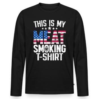 Das ist mein Fleisch Räuchern Grillen Amerikanische Flagge - Männer Premium Bio Langarmshirt - Schwarz - Vorne - Nico (187cm)