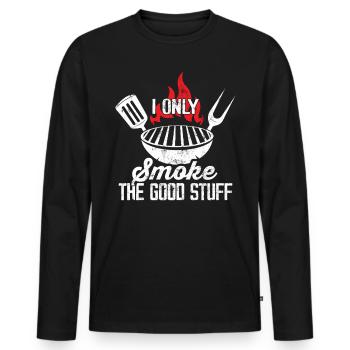 Je ne fume que les bonnes choses Grillades BBQ amusantes - T-shirt manches longues Premium bio Homme - noir - Devant - Nico (187cm)