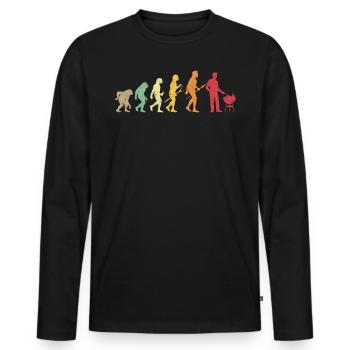 Evolution Du BBQ Grillades Rétro Viande Fumage - T-shirt manches longues Premium bio Homme - noir - Devant - Nico (187cm)
