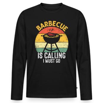 Lustiges BBQ Pitmaster Räuchern Retro Grillen - Männer Premium Bio Langarmshirt - Schwarz - Vorne - Nico (187cm)