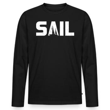 Voile nautique Voilier Capitaine Ponton Dériveur - T-shirt manches longues Premium bio Homme - noir - Devant - Nico (187cm)