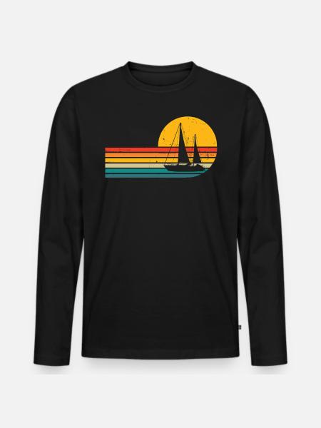 Funny Sailing Retro Sailboat Ocean Cruising - Men's Premium Organic Long Sleeve Shirt - black