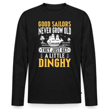 drôle marin dériveur voilier capitaine de mer voile - T-shirt manches longues Premium bio Homme - noir - Devant - Nico (187cm)
