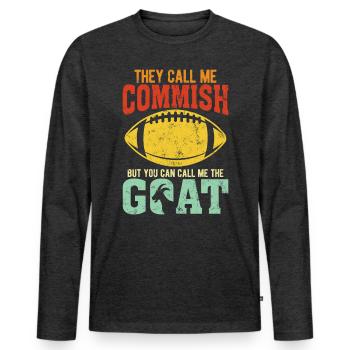 They Call Me Commish Retro Fantasy Football FFL - Men's Premium Organic Long Sleeve Shirt - heather anthracite - Front - Nico (187cm)