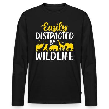 Easily Distracted By Wildlife Foster Shelter - Men's Premium Organic Long Sleeve Shirt - black - Front - Nico (187cm)