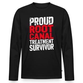 Funny Root Canal Survivor Endodontist Dental - Men's Premium Organic Long Sleeve Shirt - black - Front - Nico (187cm)