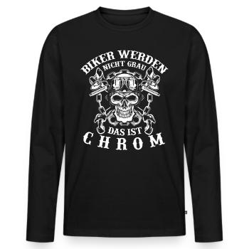 BIker werden nicht grau, das ist chrom - Männer Premium Bio Langarmshirt - Schwarz - Vorne - Nico (187cm)