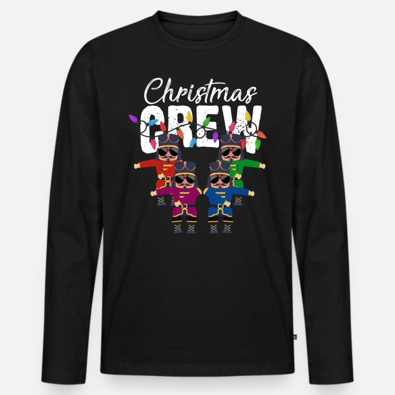 Christmas Crew, Weihnachten Nussknacker Flossing - Männer Premium Bio Langarmshirt - Schwarz