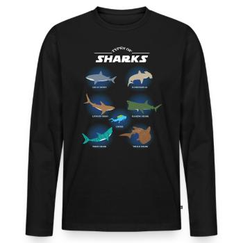 Espèces de requins types de requins, requins marteaux, plongeurs - T-shirt manches longues Premium bio Homme - noir - Devant - Nico (187cm)