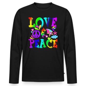 Hippie Love Peace Flower Power Peace Movement - Men's Premium Organic Long Sleeve Shirt - black - Front - Nico (187cm)