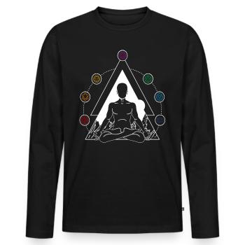 Yoga Chakra Spiritual Meditation 7 chakras - T-shirt manches longues Premium bio Homme - noir - Devant - Nico (187cm)