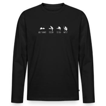 Vintage Fly Fishing Angler Sunset - Men's Premium Organic Long Sleeve Shirt - black - Front - Nico (187cm)