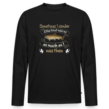 Vintage Fly Fishing Angler Sunset - Men's Premium Organic Long Sleeve Shirt - black - Front - Nico (187cm)