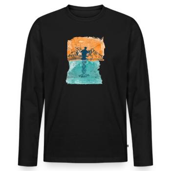 Fly Fishing Angler Fly Fishing - Men's Premium Organic Long Sleeve Shirt - black - Front - Nico (187cm)