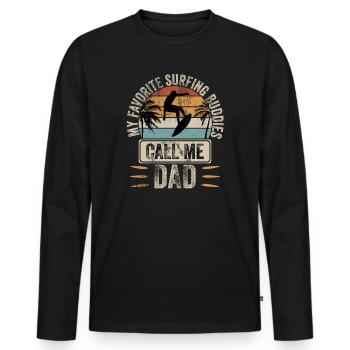 Surfing Papa Surfer Vater Wellenreite - Männer Premium Bio Langarmshirt - Schwarz - Vorne - Nico (187cm)
